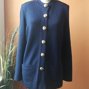 St. John Santana Knit Navy Blazer